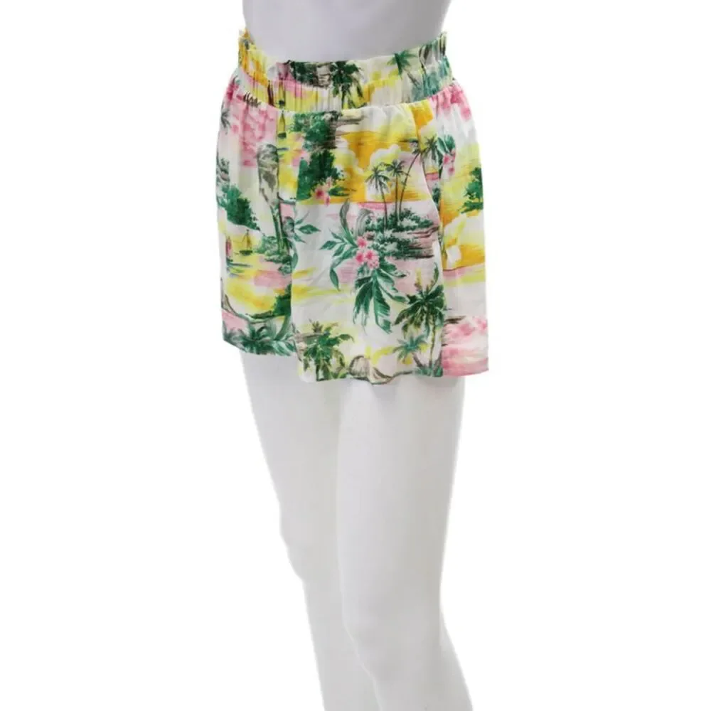 BB Dakota Womens Tropical Print Pull On Shorts Multi Colored Size Small